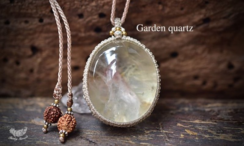 白の温もり★透明感★ホワイトピンク★ガーデンクォーツ マクラメペンダントgy052 - 項鍊 - 寶石 