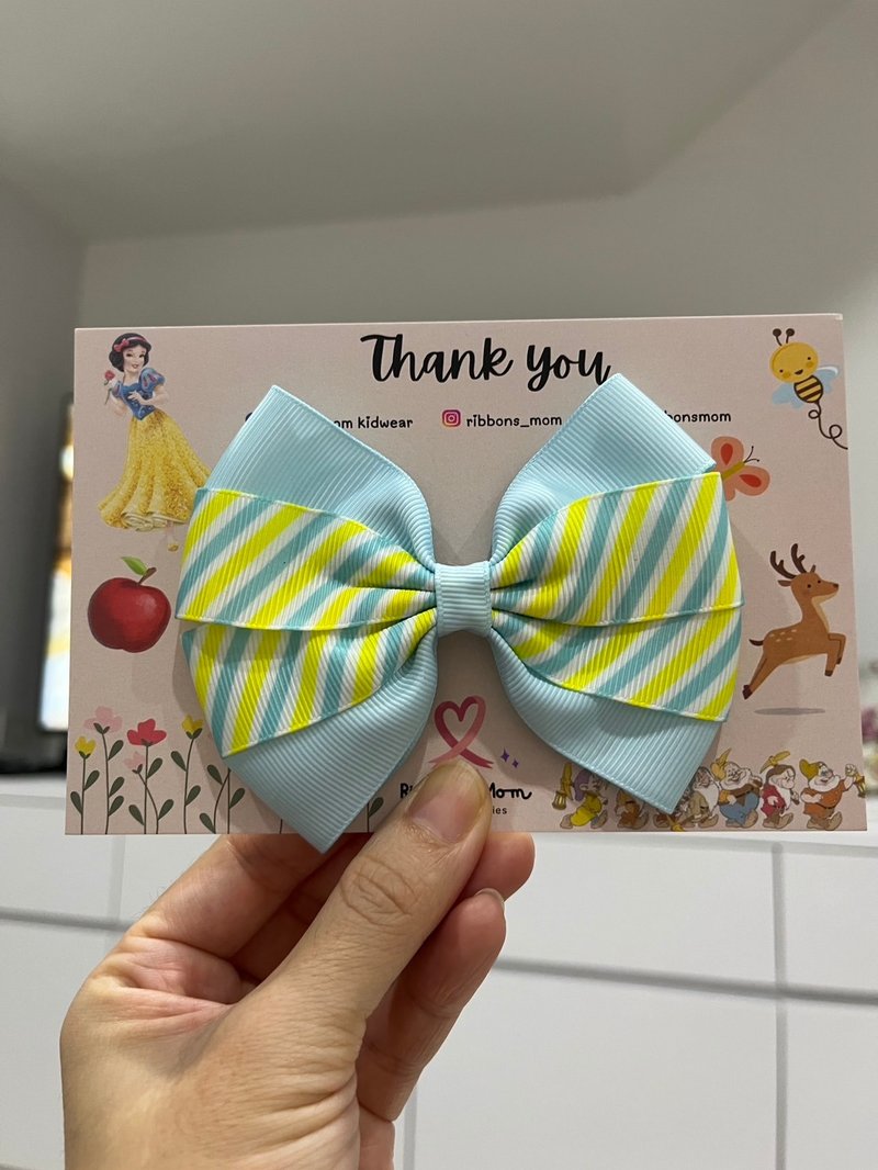 Fashion Single Hair Bow – Blue Hawaii Pattern - 髮夾/髮圈 - 棉．麻 