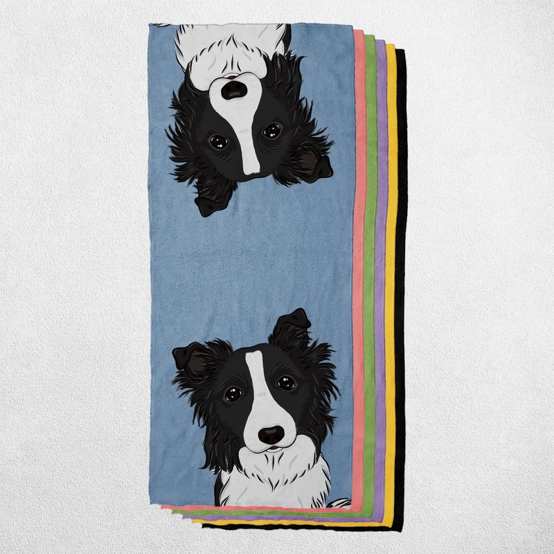 Border collie 3 coat color pet dog cat pattern towel/square towel/sports towel multi-pattern optional - ทำความสะอาด - ผ้าฝ้าย/ผ้าลินิน หลากหลายสี