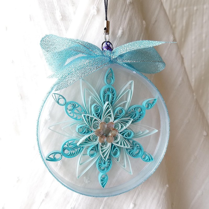 Christmas blue snowflake paper quilling ornament