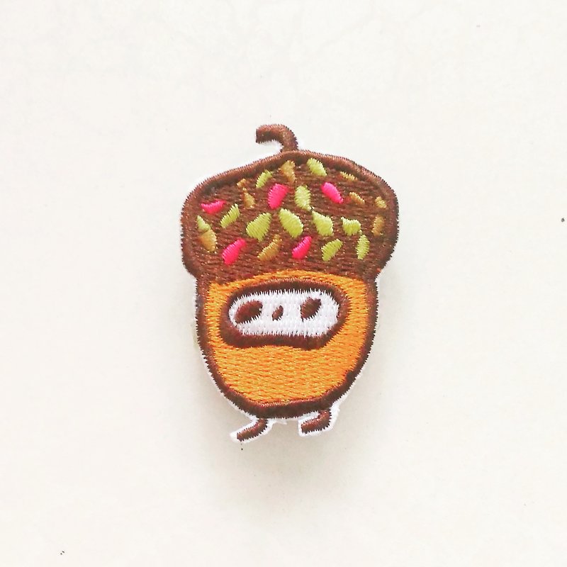 Acorn Embroidered Patches - Badges & Pins - Thread Brown