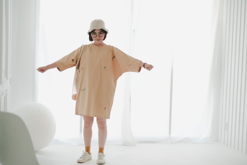 コットン特大シャツ黄色 yellow - ワンピース - 刺しゅう糸 イエロー