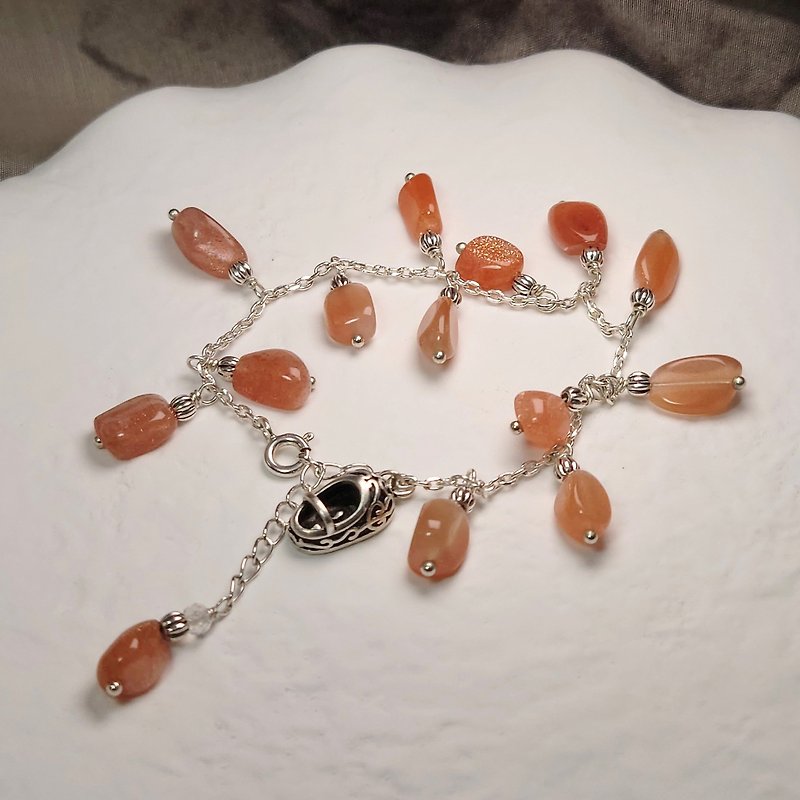 Bracelet, Sunstone, Opal, Sterling Silver, Handmade Jewelry - Bracelets - Gemstone Orange