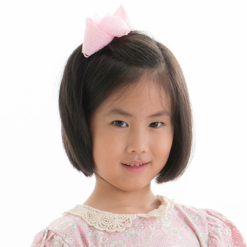 Cutie Bella 蕾絲蝴蝶結全包布手工髮飾髮夾 Lace Bow-Pinky - 髮夾/髮飾 - 聚酯纖維 粉紅色