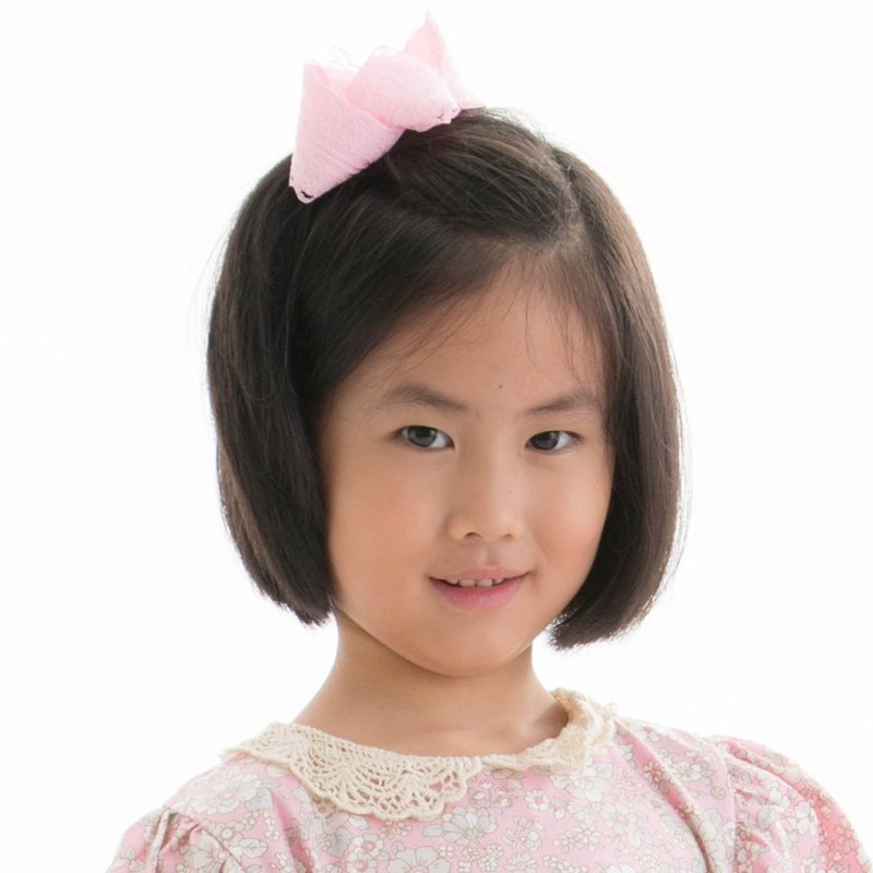 Cutie Bella 蕾絲蝴蝶結全包布手工髮飾髮夾 Lace Bow-Pinky - 髮夾/髮圈 - 聚酯纖維 粉紅色