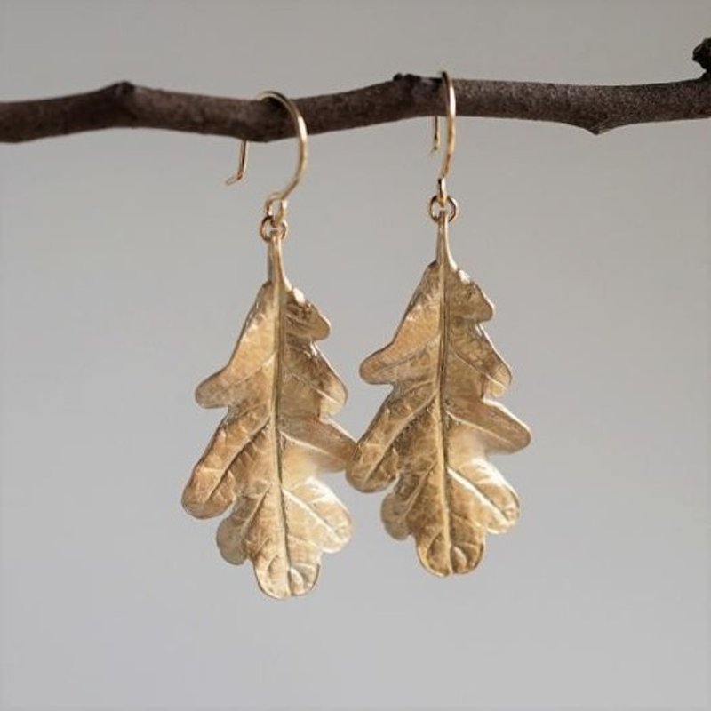 Oak leaf earrings [EP053K10] - ต่างหู - โลหะ 