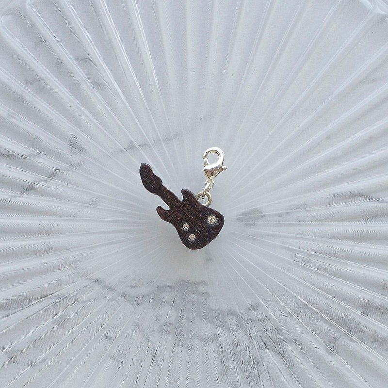 Electric guitar wooden charm - Charms - Wood Brown