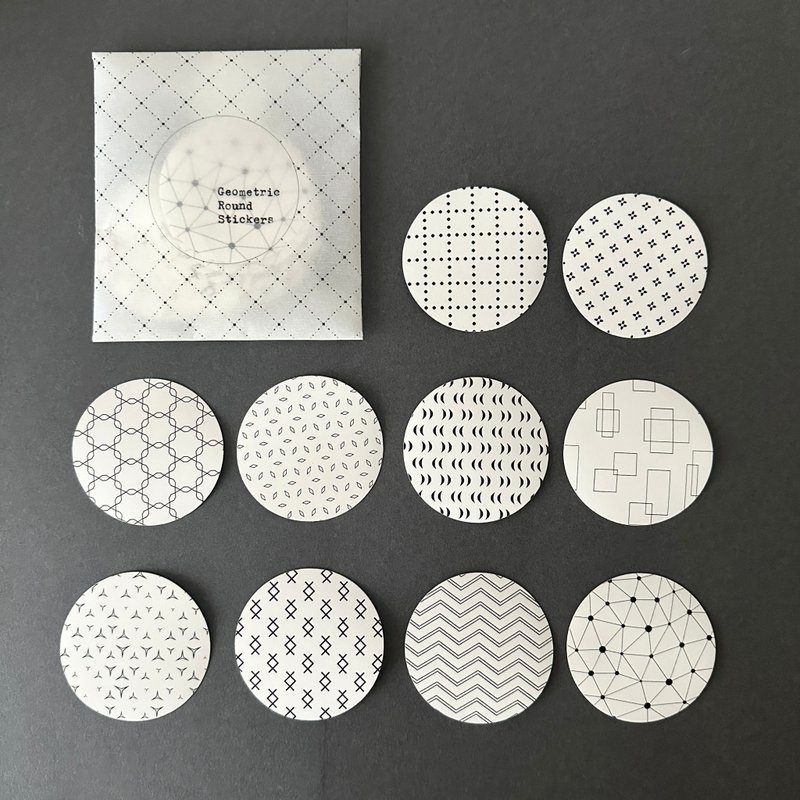 Geometry Round Stickers - 貼紙 - 紙 白色