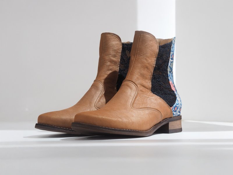 展示品出清 - 愛花卻爾西 Eu37# - 女短靴/中筒靴 - 真皮 咖啡色