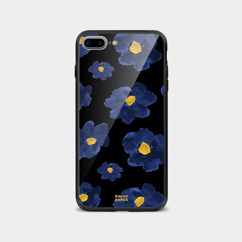 Low-key and cute French oil painting-like flowers | Tempered glass case | Mobile phone case - เคส/ซองมือถือ - พลาสติก สีใส