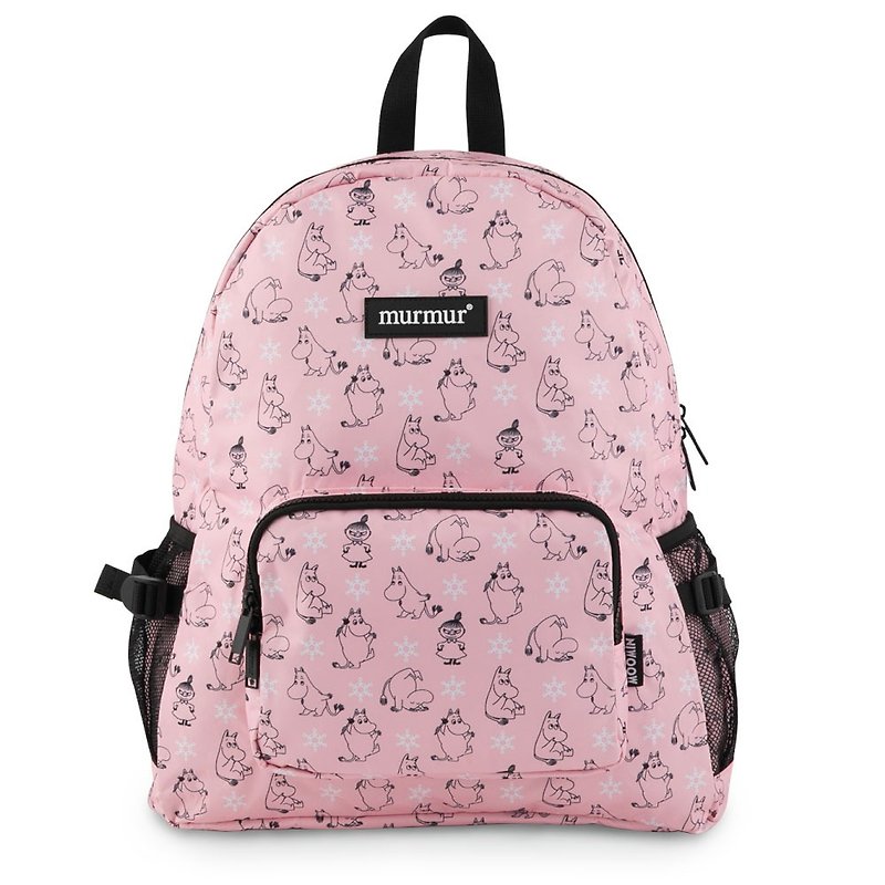 murmur收納後背包-Moomin嚕嚕米 雪花 - 後背包/書包 - 塑膠 粉紅色
