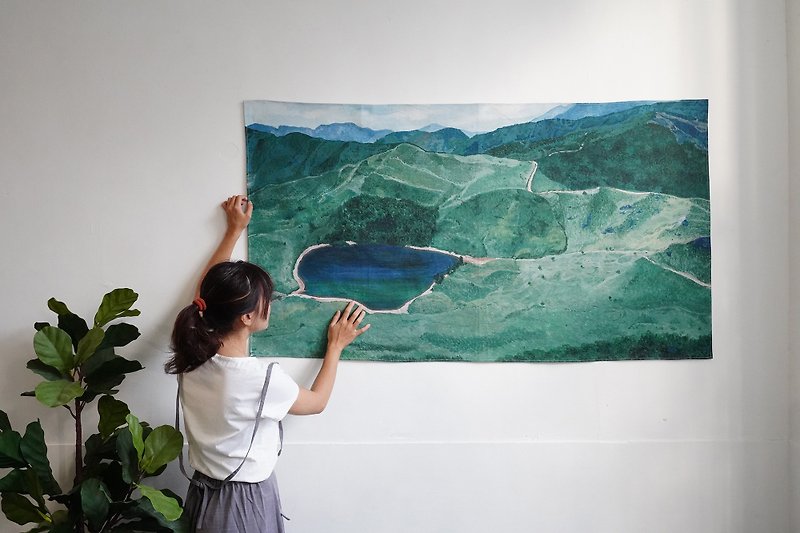 Taiwan Mountain Hanging Cloth - Danda Colorful Lake 144x83 cm / 70x40 cm - Posters - Cotton & Hemp Green