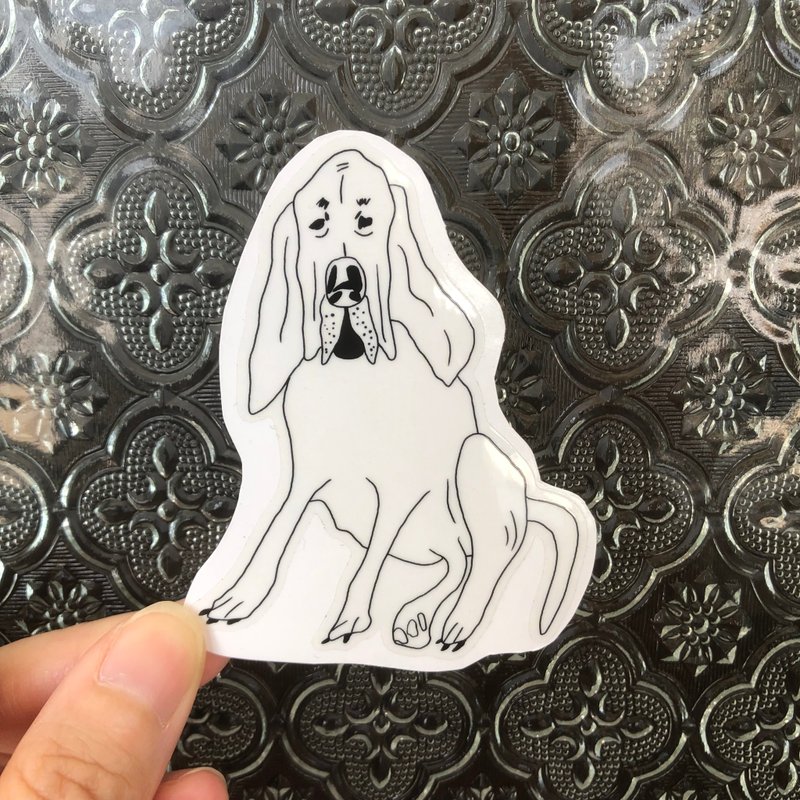 憂鬱獵犬透明貼紙 搞怪手繪狗狗插畫 筆記本/手帳/水瓶裝飾貼紙 - 貼紙 - 紙 