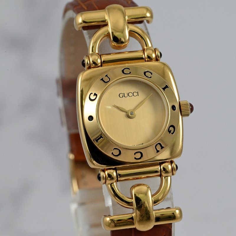 Vintage GUCCI Ladies Quartz Watch Horsebit 6300L Plated Gold Box and paper JAPAN - Women's Watches - Stainless Steel Gold