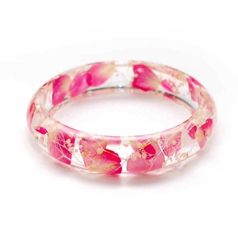 FlowerSays / Rose&Hydrangea Real Flower Bracelet  / Pink-Red Collection - สร้อยข้อมือ - วัสดุอื่นๆ สึชมพู