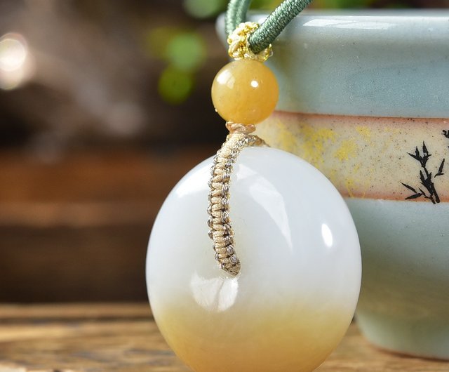 秒殺價天然新疆和田玉羊脂玉脂玉糖白平安扣吊墜玉質細膩一念之間｜吊飾