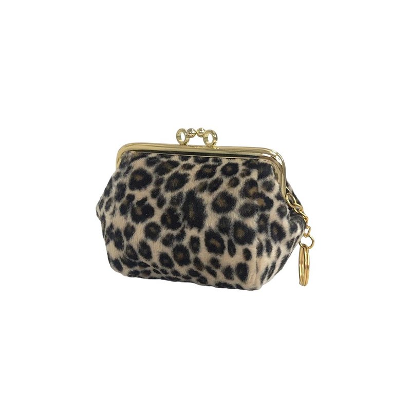 【台灣製造】虎你快樂 豹紋澎澎包 夾框包 口金包 - 零錢包/小錢包 - 其他材質 咖啡色