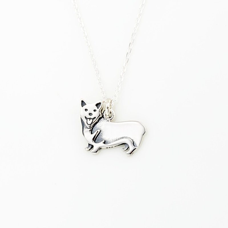 Corgi Dog s925 sterling silver necklace Birthday Valentine's Day gift - หมอน - เงินแท้ สีเงิน