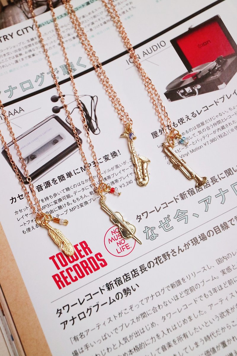 [Small Necklace] Handmade Textured Necklace Trumpet Gift Commemorative Collection 9 Color Custom Matching - สร้อยคอ - โรสโกลด์ 