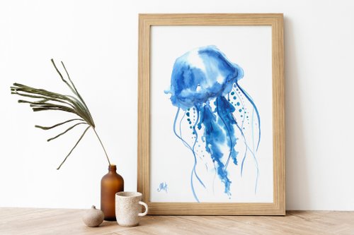 クラゲアート　水彩画 Amazon | クラゲの抽象的な水彩画 数字油絵 幻想的な生き物