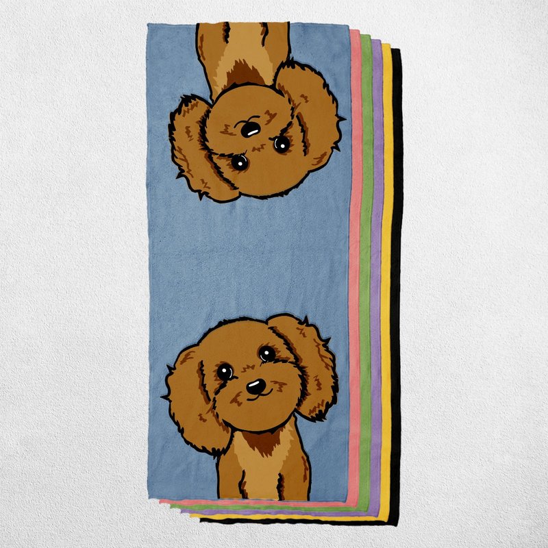 Poodle 4 coat colors pet dog cat pattern towel/square towel/sports towel multi-pattern optional - ทำความสะอาด - ผ้าฝ้าย/ผ้าลินิน หลากหลายสี