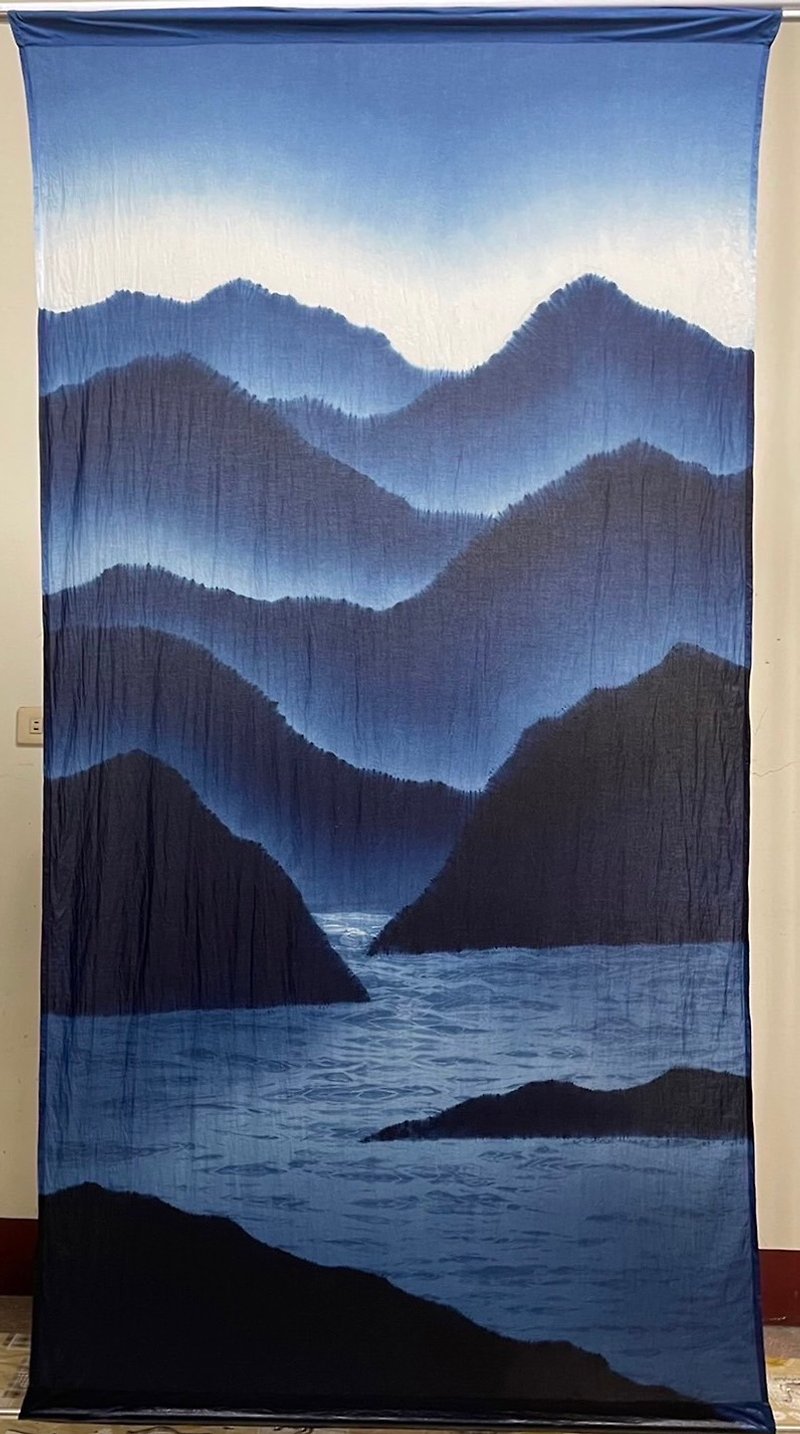 Indigo Fengshui Curtain - ม่านและป้ายประตู - ผ้าฝ้าย/ผ้าลินิน สีน้ำเงิน