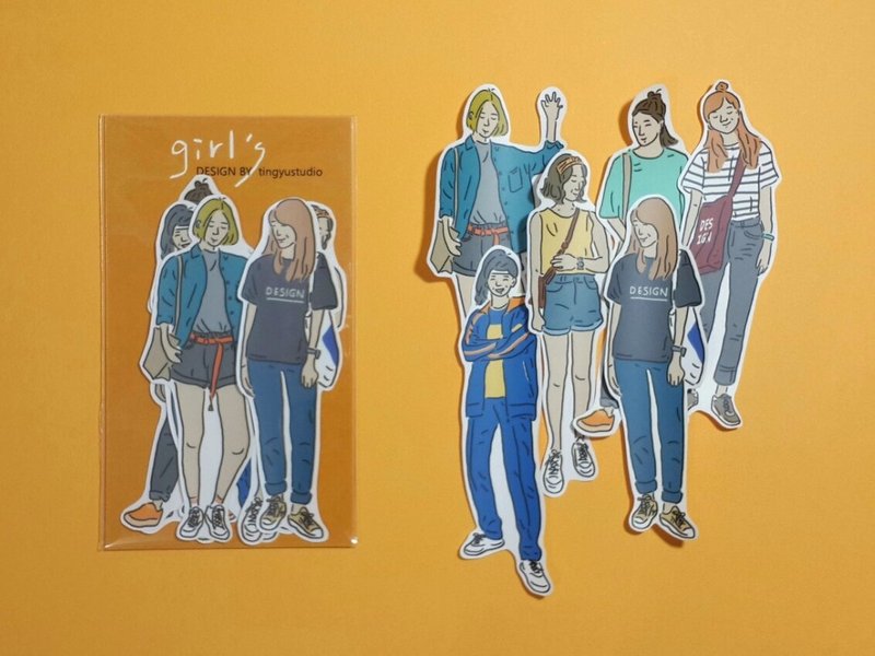 女子日常貼紙組02 /6入 - 貼紙 - 防水材質 橘色