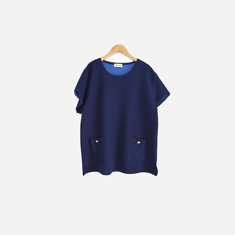 Dislocation vintage / wavy blue shirt no.782 vintage - เสื้อยืดผู้หญิง - เส้นใยสังเคราะห์ สีน้ำเงิน