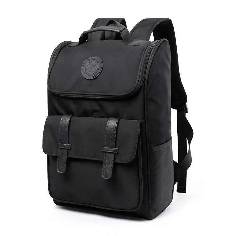 Square Business Casual Backpack Laptop Bag - กระเป๋าเป้สะพายหลัง - ไนลอน สีดำ