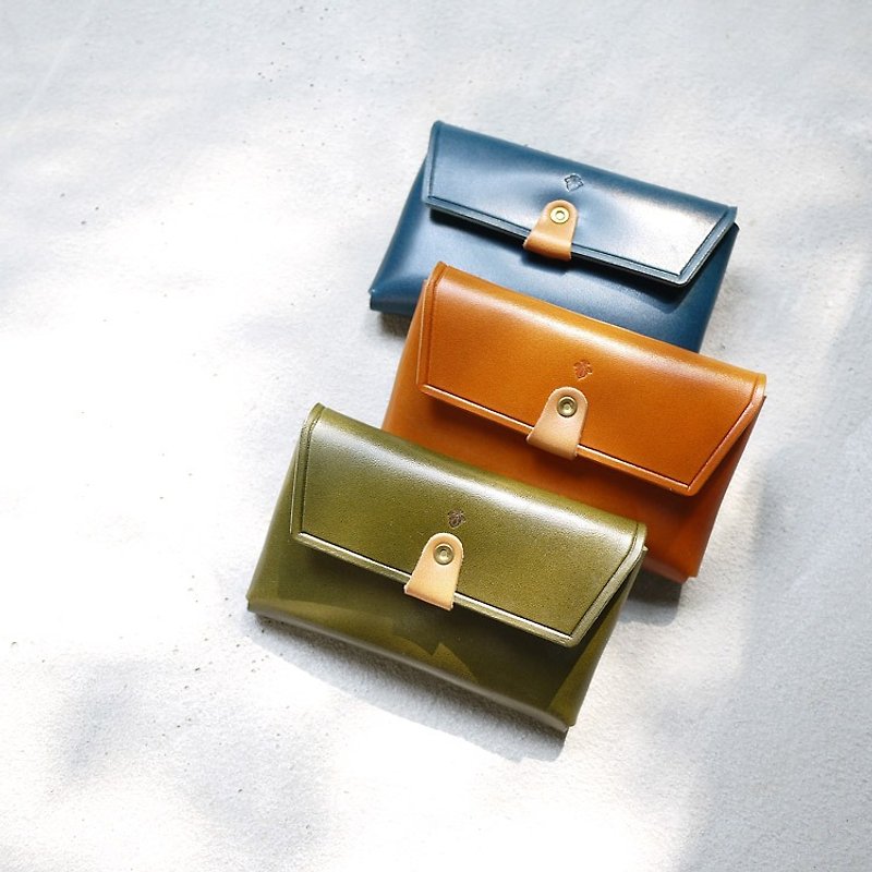 Simple pop style Wax thread hand-stitched cowhide coin purse/card bag Made in Japan by Teha'amana - กระเป๋าใส่เหรียญ - หนังแท้ 