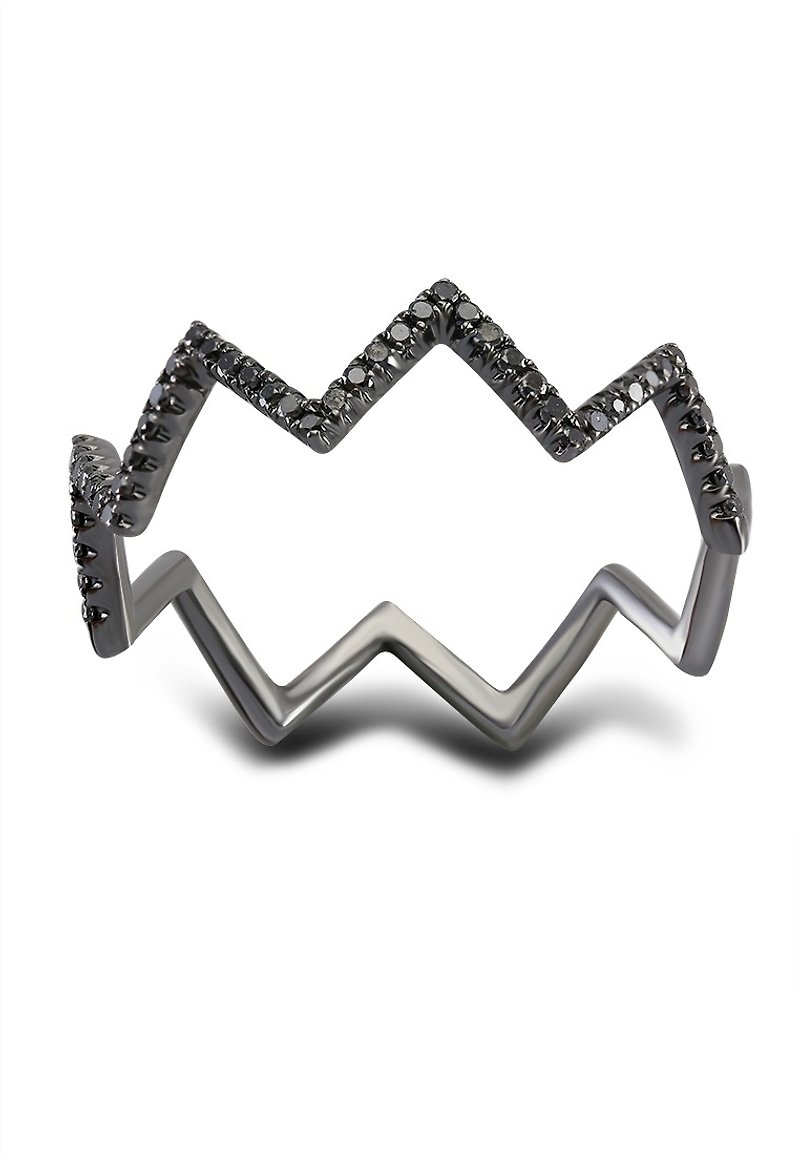 Zigzag Diamond Ring - General Rings - Other Metals Black