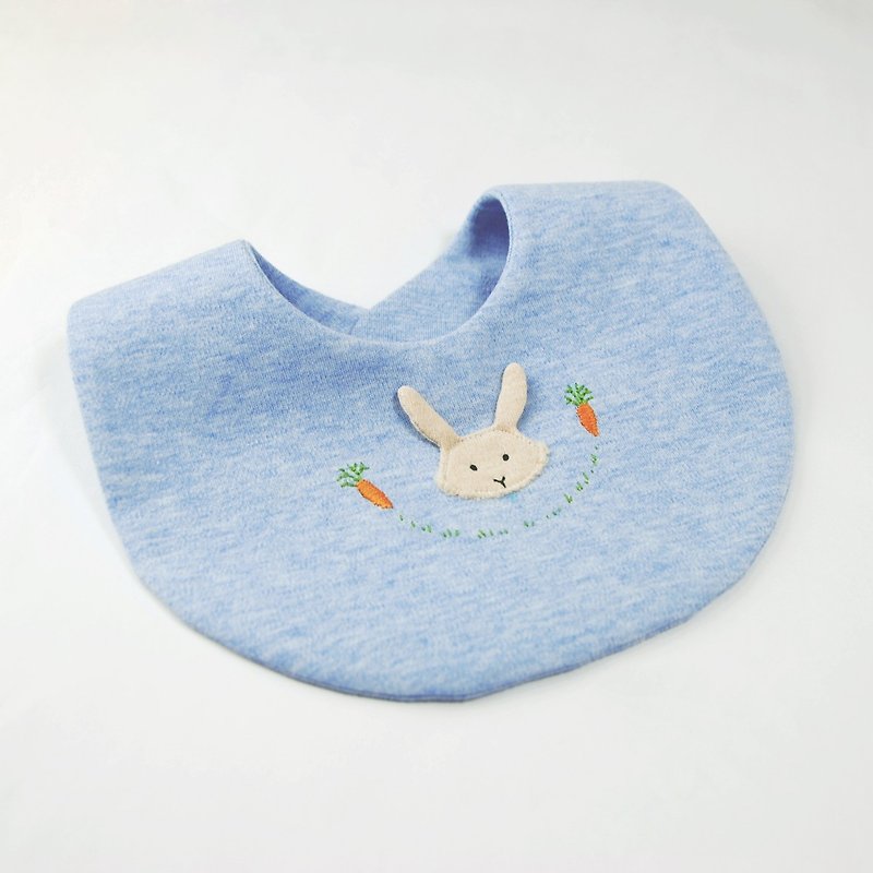 Rabbit and radish bib saliva towel - ผ้ากันเปื้อน - ผ้าฝ้าย/ผ้าลินิน สีน้ำเงิน