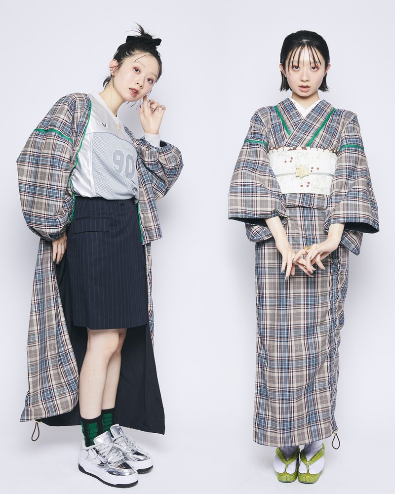 mash up outfits  黒×ベージュチェック 即納 - 女西裝外套 - 聚酯纖維 黑色