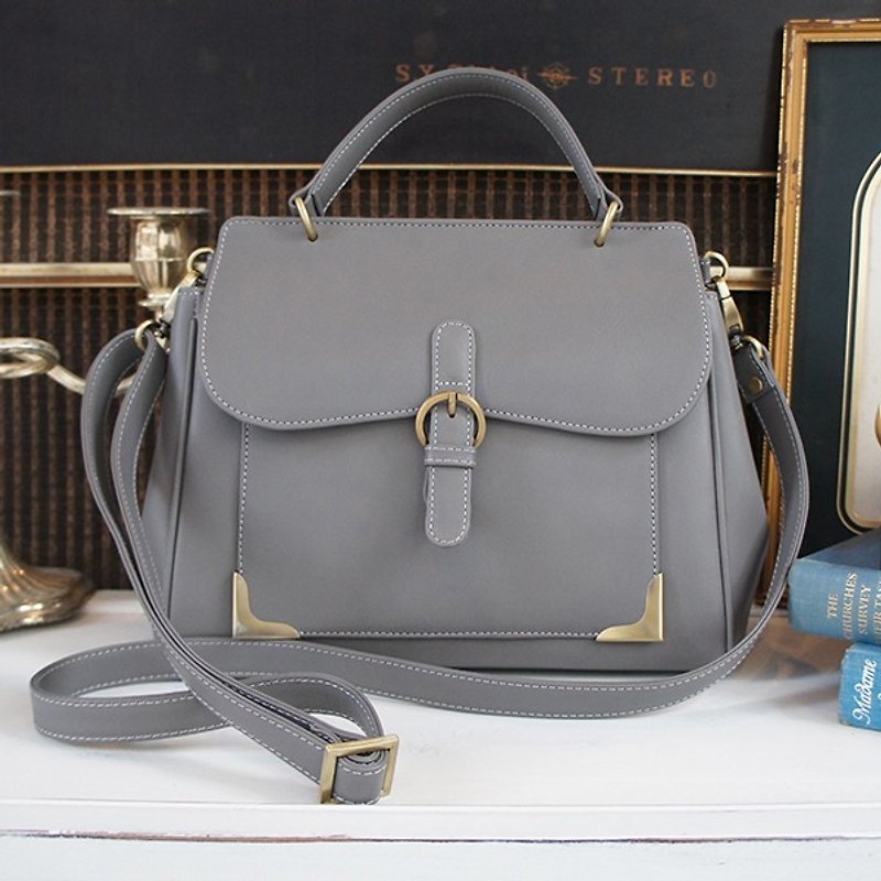 GT Elegance full leather bag - gray temperament - กระเป๋าแมสเซนเจอร์ - หนังแท้ สีเทา