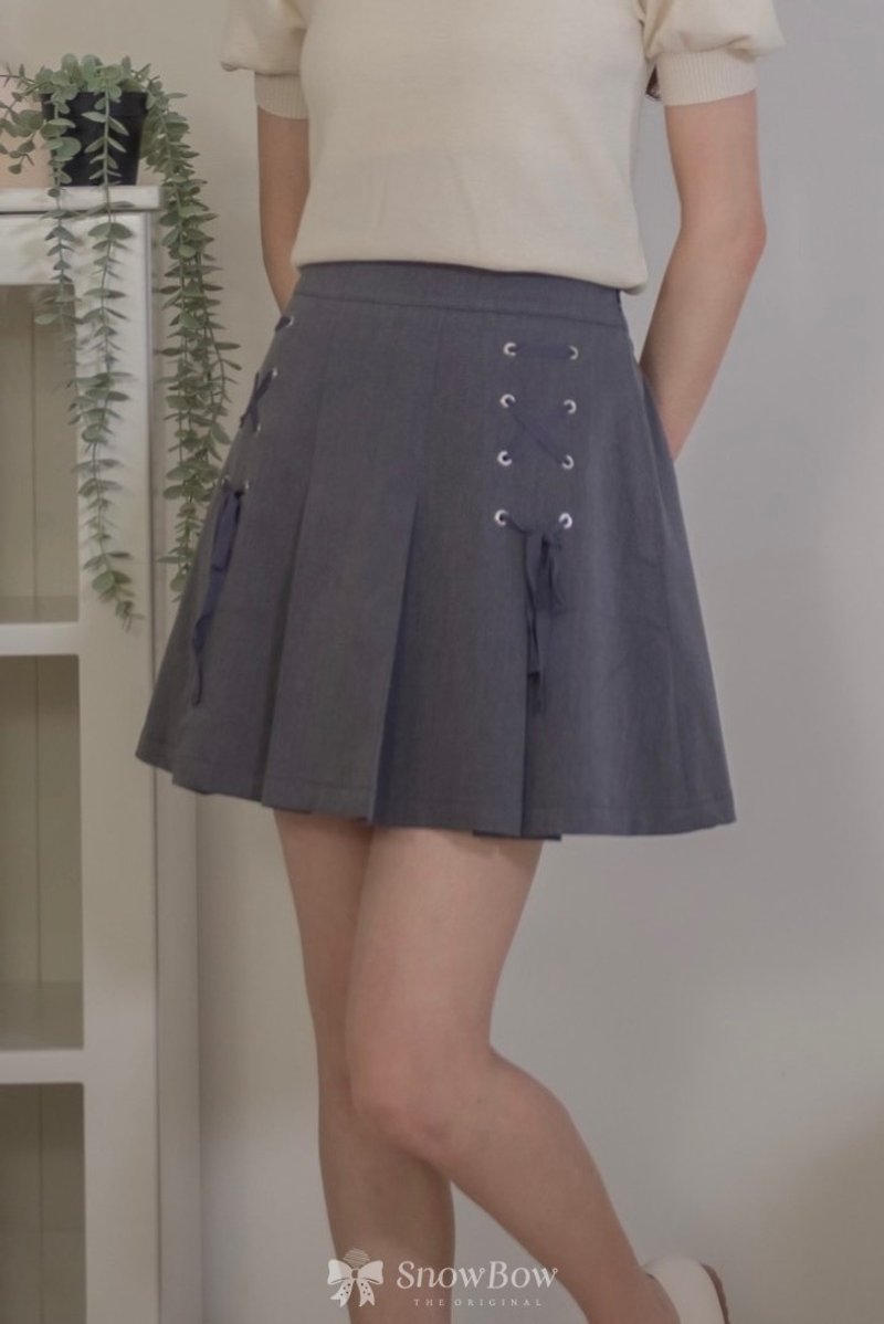 Textured pleated elasticated waist skirt - Skirts - Polyester Gray
