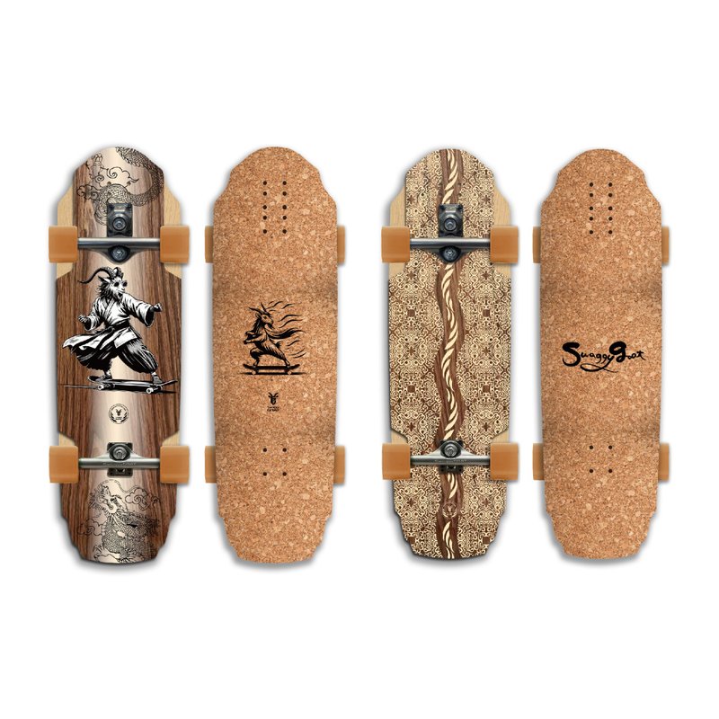 New product pre-sale-Swaggy GOAT surf skateboard 36-inch cruise board carbonized bamboo + maple + cork surface - อุปกรณ์ฟิตเนส - วัสดุอื่นๆ 