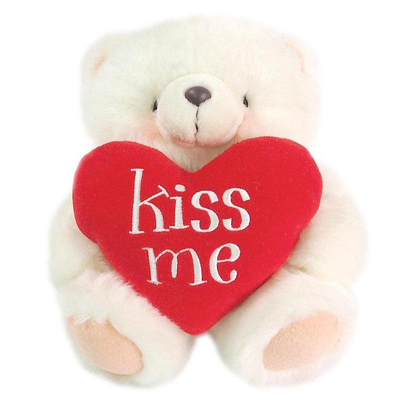 8 inches/Kiss me fluffy white bear [Hallmark-ForeverFriends fluff-heart-warming series] - ตุ๊กตา - วัสดุอื่นๆ ขาว