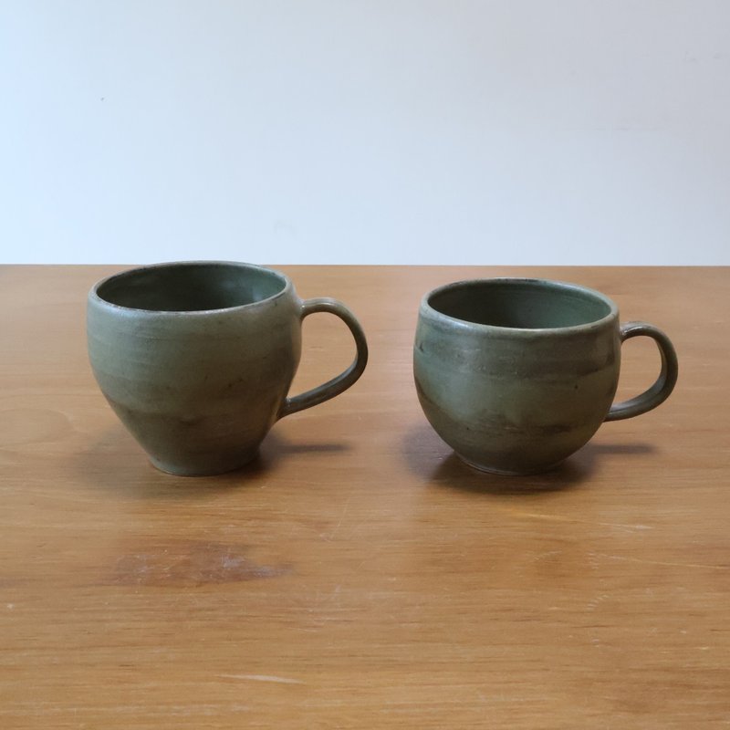 碧玉 柴燒陶手工馬克杯 咖啡杯 - 咖啡杯/馬克杯 - 陶 綠色
