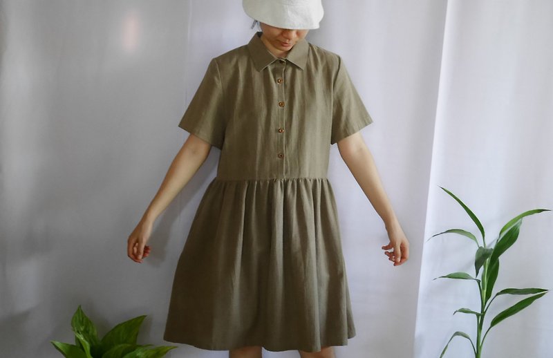 hand-woven cotton fabric with natural dyes dress - ชุดเดรส - ผ้าฝ้าย/ผ้าลินิน 