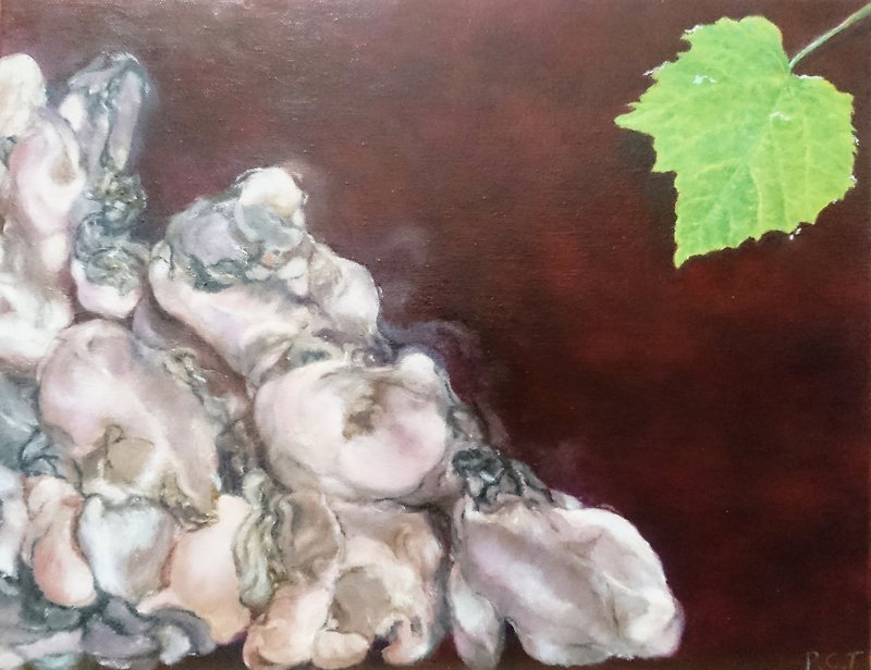 Nature Kezi and Grape Leaves Oil Painting - โปสเตอร์ - วัสดุอื่นๆ 