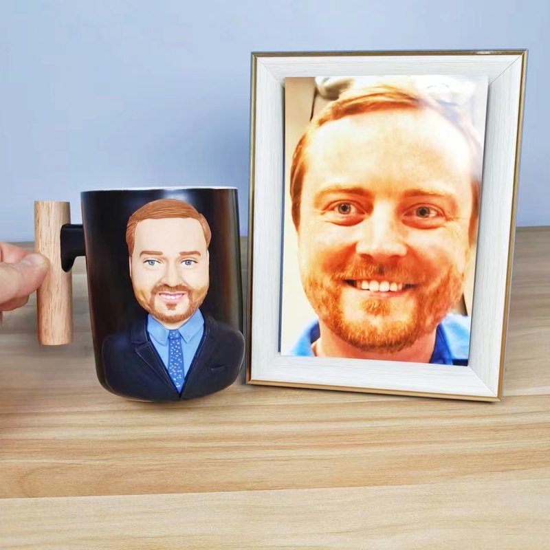 【客製化3D人像公仔】訂製手作似顏繪馬克杯咖啡男生老公生日禮物 - 咖啡杯/馬克杯 - 黏土 