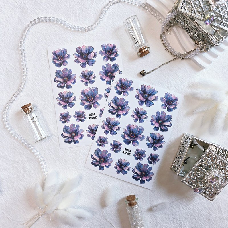 Purple Flower Deco Sticker - 貼紙 - 紙 紫色