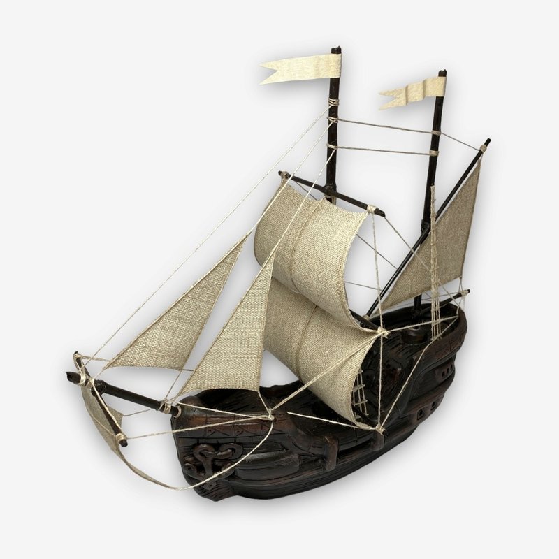 SOLO歐洲家居-手工陶瓷 歐式帆船擺飾 28cm - 擺飾/家飾品 - 陶 咖啡色