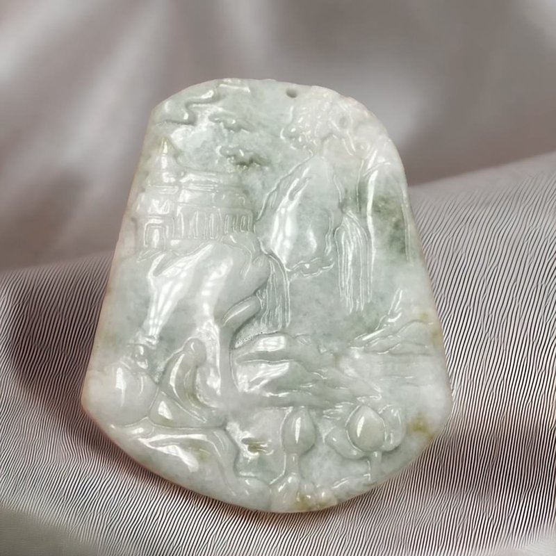 Bingpiaohua Jade Landscape Brand | Natural Burmese Grade A Jadeite | Gifts - พวงกุญแจ - หยก หลากหลายสี