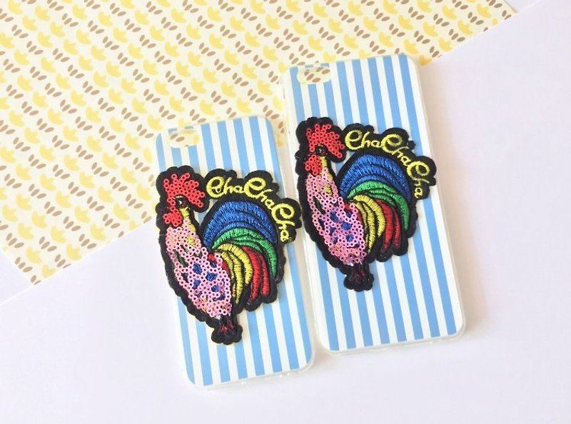 magichands color stripe sequin embroidery chicken Phone Case iPhone6 ​​/ 6plus soft shell (blue) - เคส/ซองมือถือ - ยาง สีน้ำเงิน