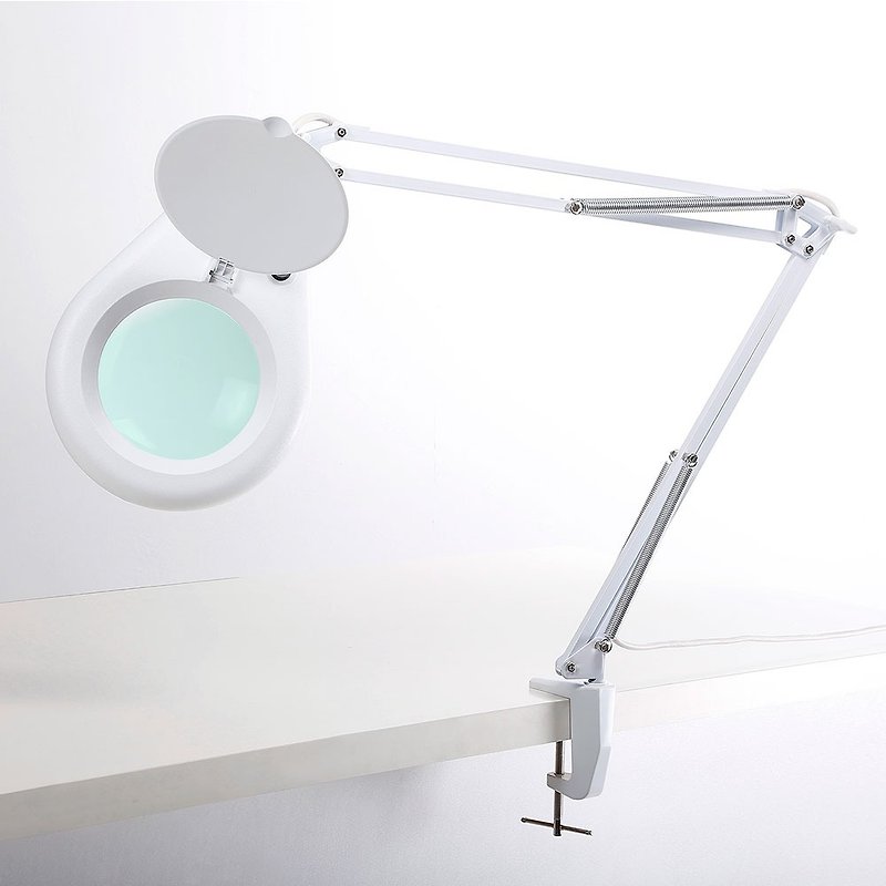 1.8x/3D/127mm Working Thin LED Desk Lamp Magnifying Glass 5300K Natural Light Table Clip E015-1 - อื่นๆ - แก้ว ขาว