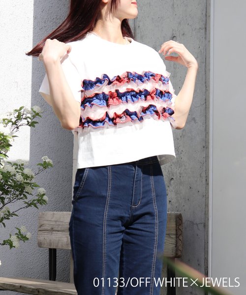 tシャツ 「moyan ecri」AFRICAビスチェセット風Tシャツ レディース moyan ecri>AFRICAビスチェセット風Tシャツ（Tシャツ/カットソー