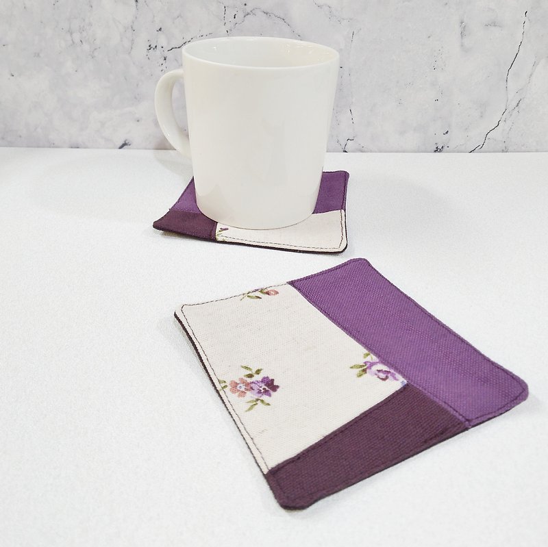 coaster patchwork (x2) - Coasters - Cotton & Hemp Purple