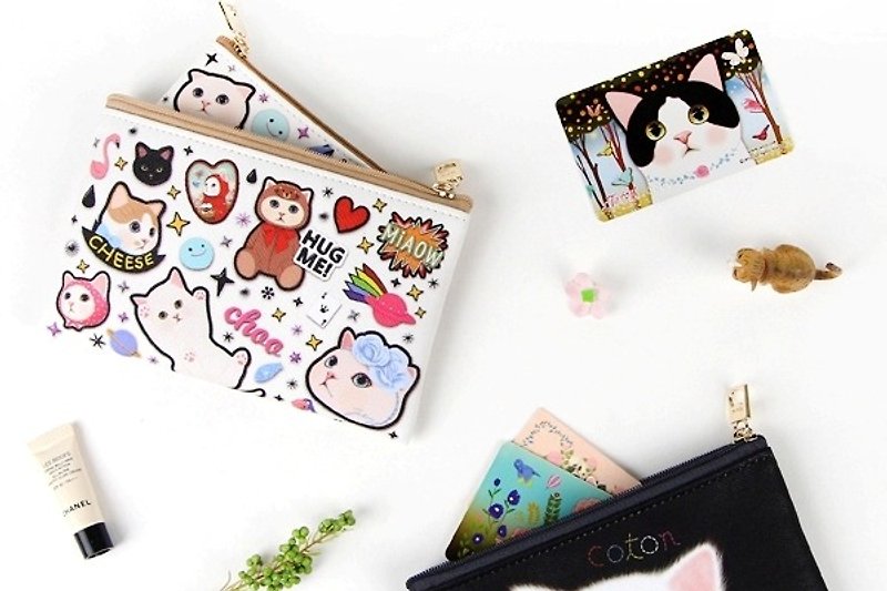 Jetoy, Sweet Cat Card Passport Coin Purse _White patch J1609208 - Coin Purses - Other Materials White