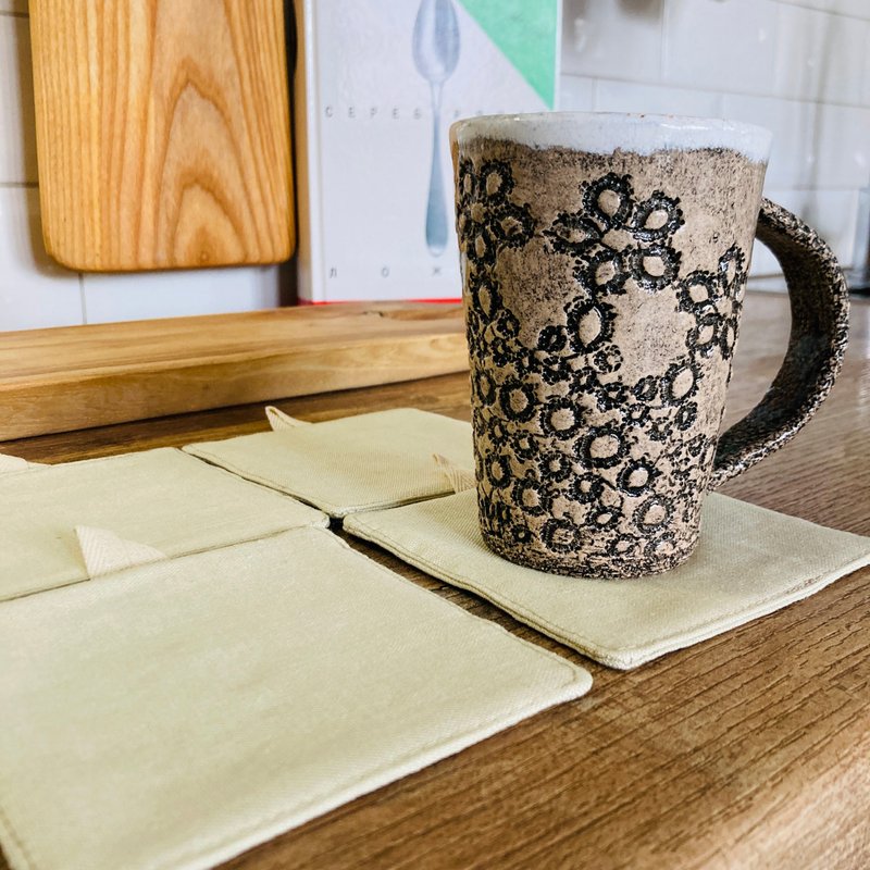 Set of 4 linen coasters - Coasters - Linen Yellow